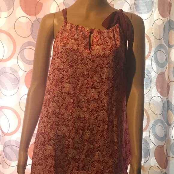 Red & White Flower Sleeveless Tank Tie  Shoulder - Picture 6 of 6